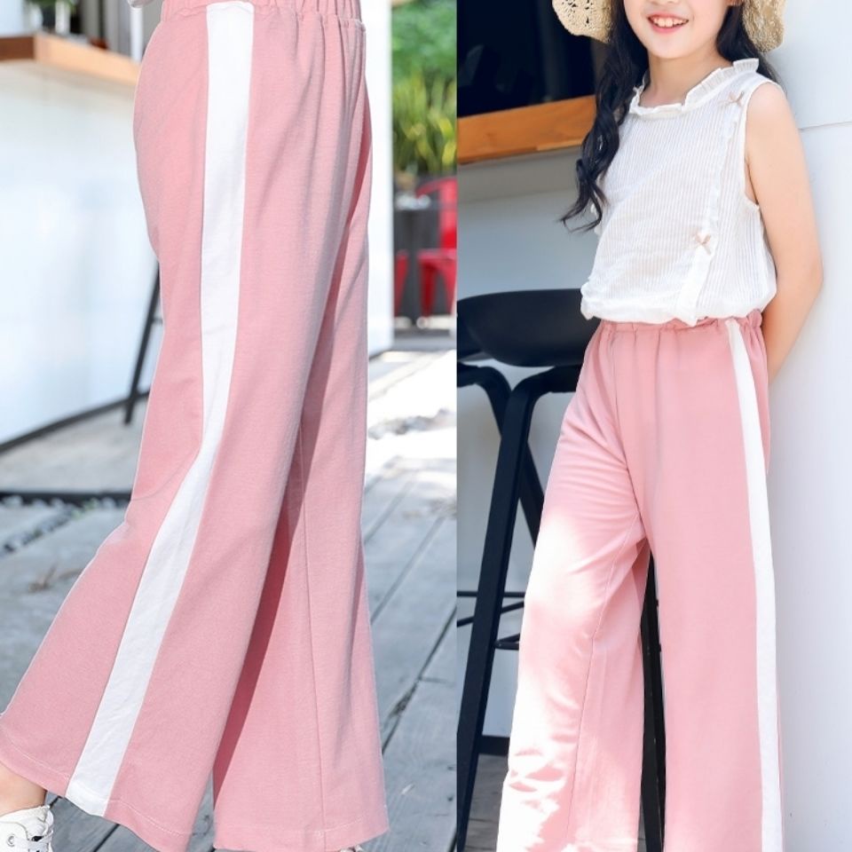 Quần Dài Ống Rộng Bằng Vải Cotton Lanh Mỏng Thời Trang Xuân Hè Phong Cách Phương Tây Kiểu Mới Dành Cho Bé Gái 2022