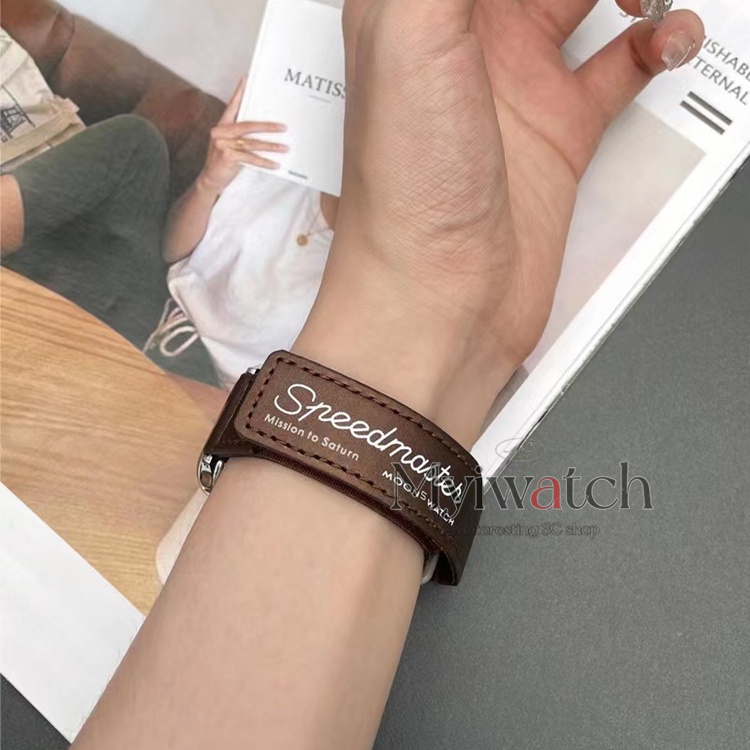 Mới Dây Đeo Bằng Da Khóa Dán Cho Đồng Hồ iWatch Series 7 6 SE 5 3 2 1 41mm 45mm 40mm 44mm 42mm 38mm