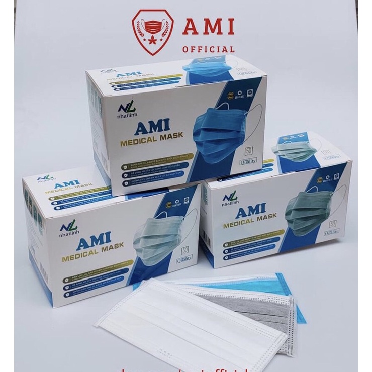 Khẩu trang y tế ami 4 lớp kháng khuẩn xám / đen /trắng | BigBuy360 - bigbuy360.vn