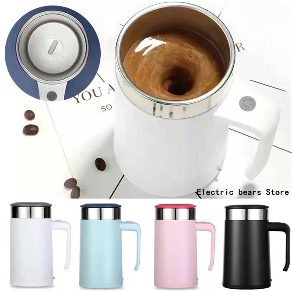 Cốc tự khuấy Cốc trộn sữa cà phê bằng thép không gỉ Máy xay sinh tố trà sữa cà phê 450ml Cốc giữ nhiệt có thể sạc lại bằng điện Cốc lười cách nhiệt cyn