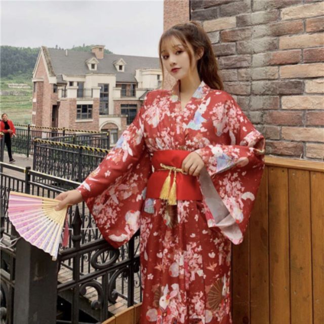 (CÓ SẴN) Bộ Trang Phục Kimono Truyền Thống Nhật Bản Yukata Nữ Nhật Bản