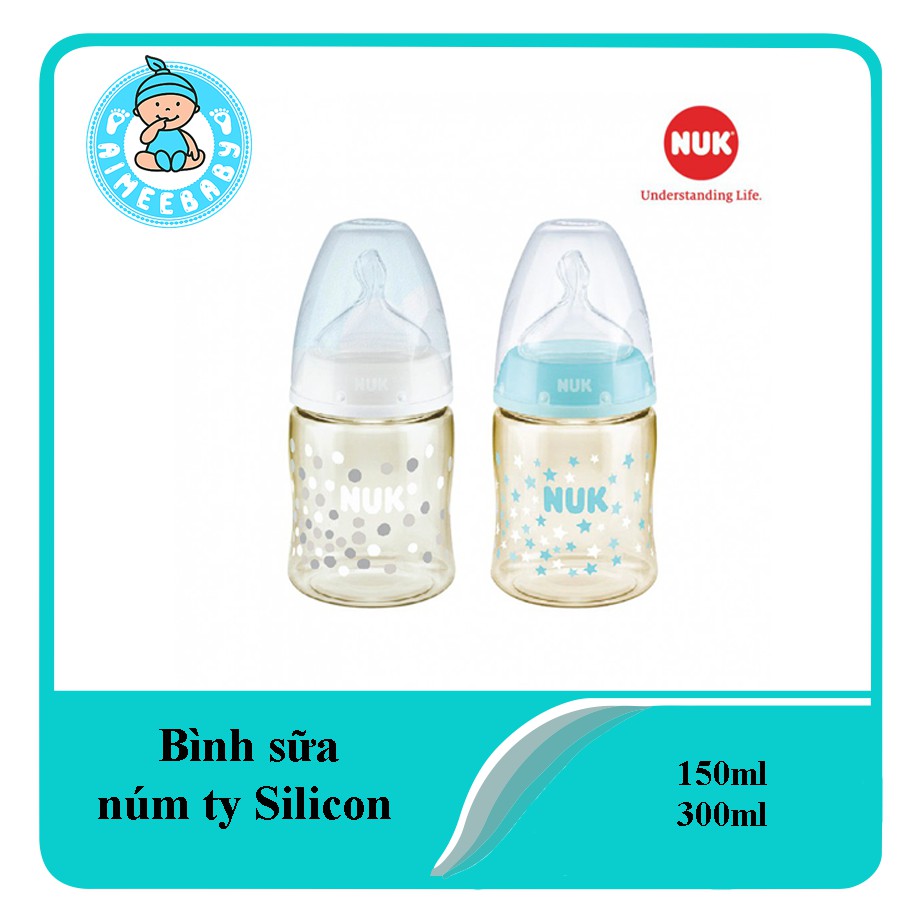 (Chính hãng) Bình sữa NUK Premium Choice+ nhựa PPSU núm ti silicon 150 - 300ml