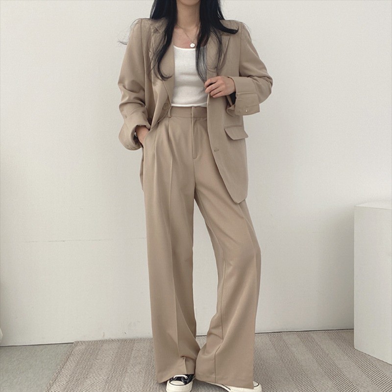 Bộ Set Áo khoác blazer vest và quần vải âu dáng suông chất vải mềm mịn hàng chuẩn Quảng Châu