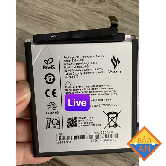 Pin Vsmart Live zin, dung lượng 4000mAh, Mã Pin BVSM-620, Pin new zin hãng