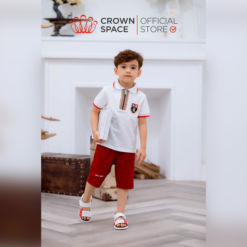 [Mã LT50 giảm 50k đơn 250k] Quần Sooc Bé Trai Vàng Đỏ Crown Space CKBS2610909 Chất Liệu Cotton Thoáng Mát Size 4-8