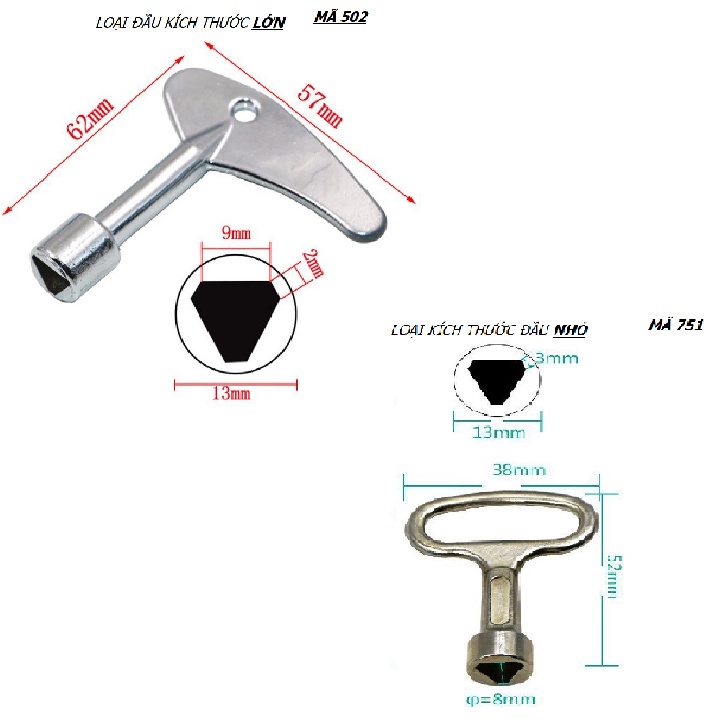 KHÓA MỞ TỦ ĐIỆN TAM GIÁC 1 ĐẦU - TH