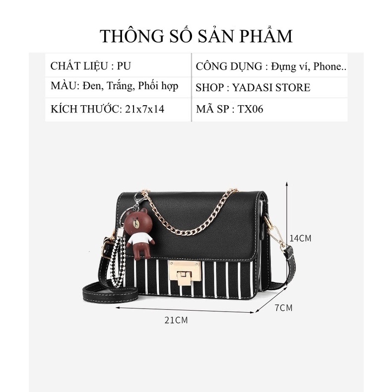 Túi nữ đeo chéo vai thời trang Hàn Quốc sành điệu,túi xách hoạ tiết kẻ sọc YADSAI STORE TX06