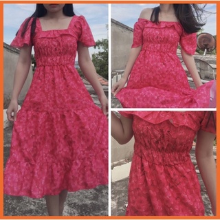 Đầm cổ vuông,đầm đi biển in hoa,váy maxi in hoa trễ vai,đầm dài