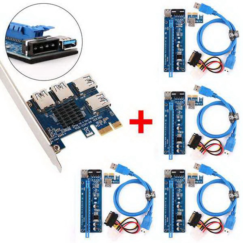 Thẻ Chuyển Đổi Pci-E 1 For 4 Pci-E 1x Sang Pci-E 16x Usb 3.0 Cho Btc Mining | BigBuy360 - bigbuy360.vn
