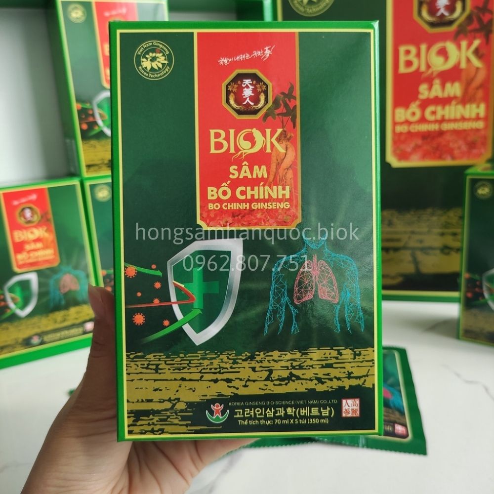 Nước uống sâm Bố Chính tăng cường sức khỏe BIOK 30 gói 70ml, Tinh chất sâm bồi bổ khí huyết, Hộp quà biếu người lớn tuổi