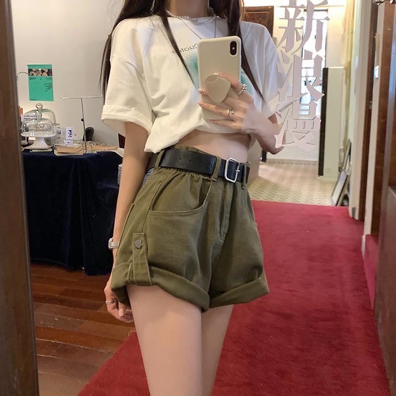 Quần  short jean màu xanh  xắn gấu chun lưng cạp cao bò mềm.(kèm ảnh thật)