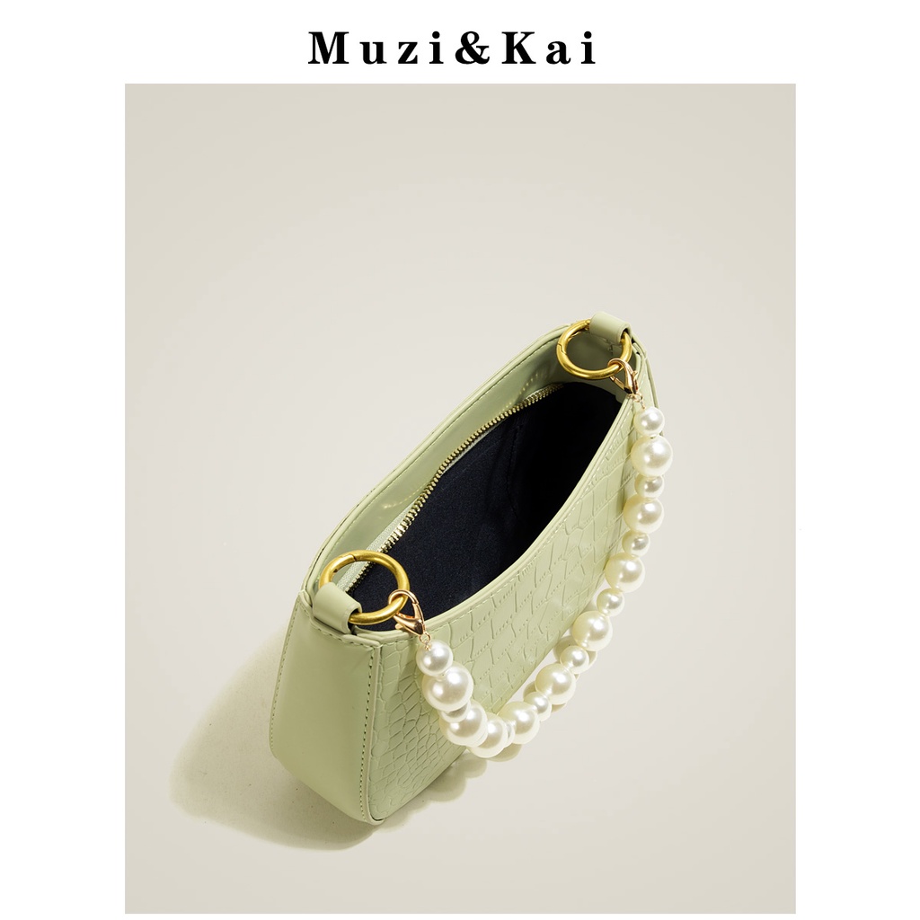 🌸Hàng Order🌸 Túi Xách Muzi&kai Chính Hãng Da Trơn Đồ Họa Khóa Kéo Quai Da Đan Chuỗi Hạt Sang Chảnh Nữ Tính 🌸Quảng Châu