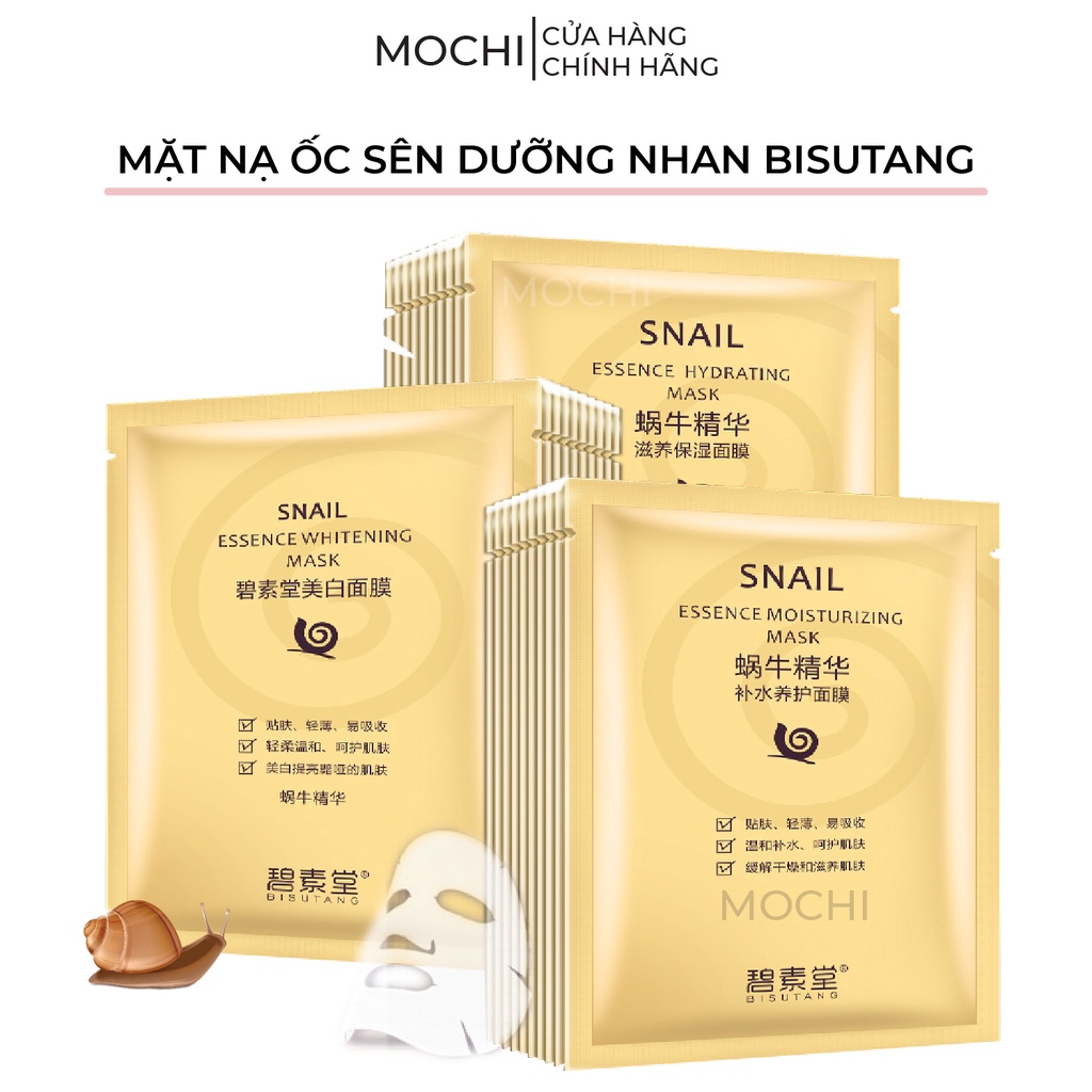 Mặt Nạ Ốc Sên Vàng Collagen Dưỡng Trắng Da l Cấp Ẩm Da Khô l Trẻ Hóa Mask Giấy Đắp Mặt Snail Bisutang Nội Địa MOCHI SHOP