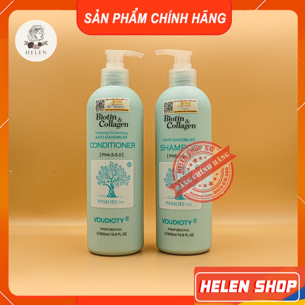 Cặp Dầu Gội Xả Ngăn Gàu BIOTIN Xanh Dương - BIOTIN Collagen Voudioty