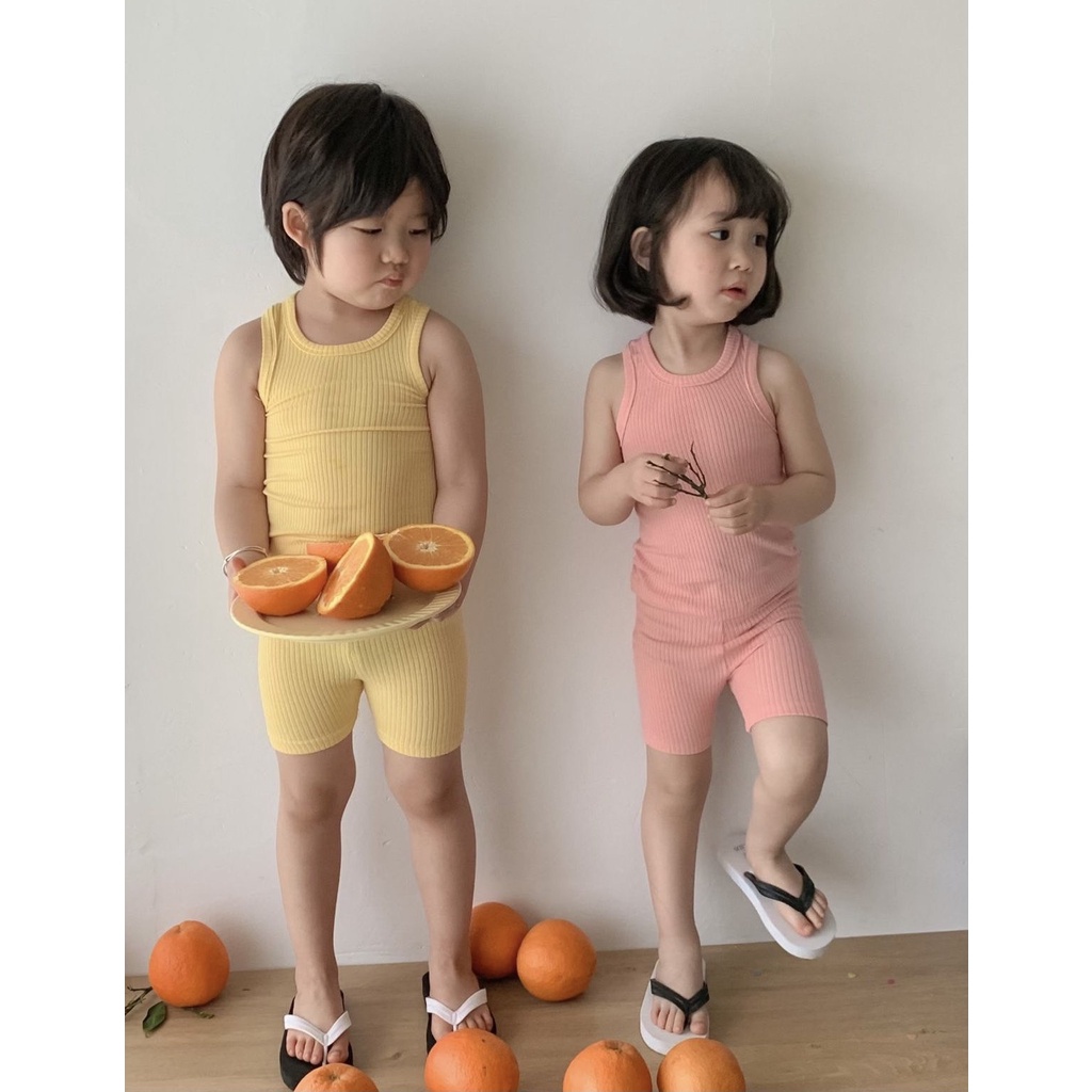 Lyvyshop - (Hàng chính phẩm) Bộ quần áo ba lỗ bé trai, bé gái siêu dễ thương từ 09-26kg