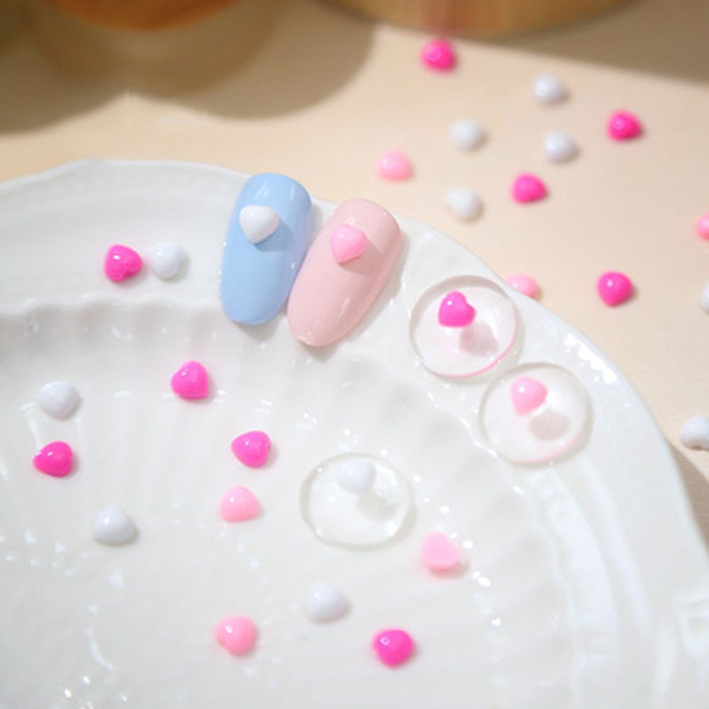 [Hàng mới về] Phụ kiện trang trí móng tay hình trái tim 3D nhiều màu thời trang Nhật Bản