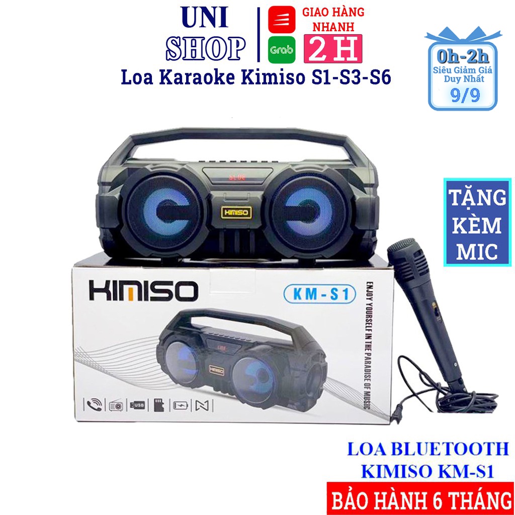 Loa xách tay, loa karaoke Kimiso KM-S1, tặng kèm mic hát, hàng chất lượng, cam kết bảo hành 3 tháng - Uni Shop