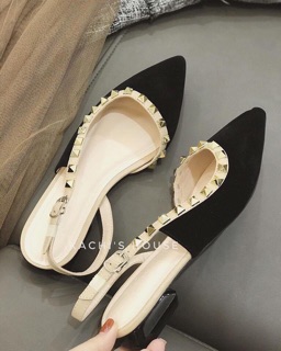 S80: Giày bệt mũi nhọn, hở gót 2cm
