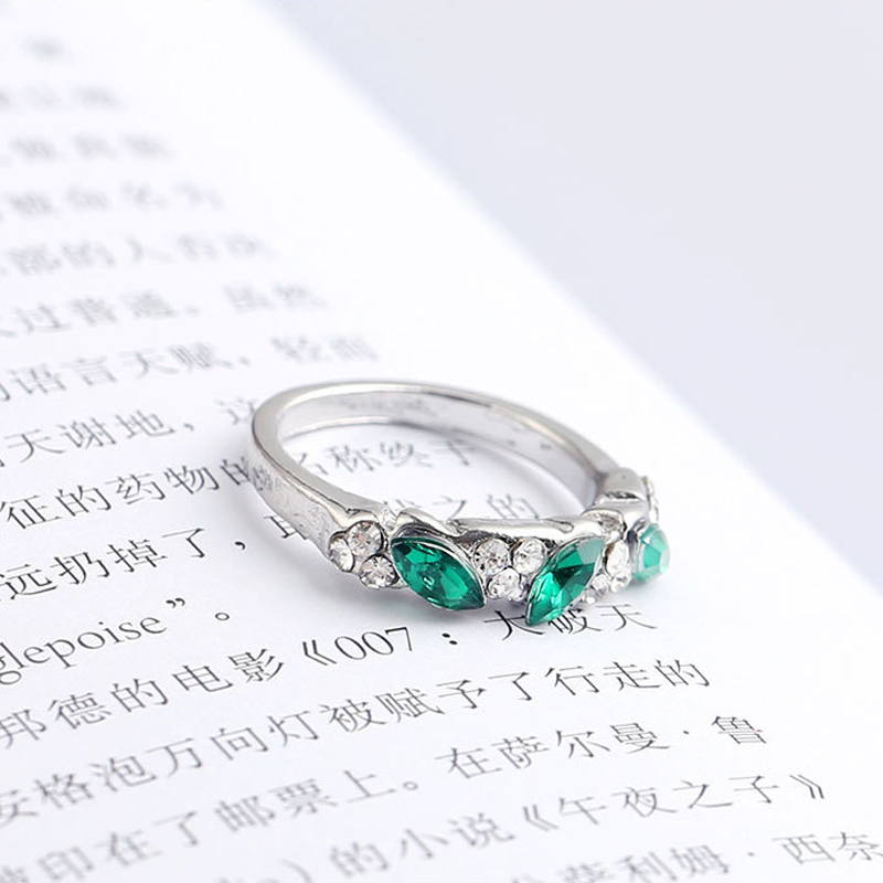 Nhẫn Hợp Kim Đính Ngọc Lục Bảo Thời Trang Hàn Quốc Cho Nữ