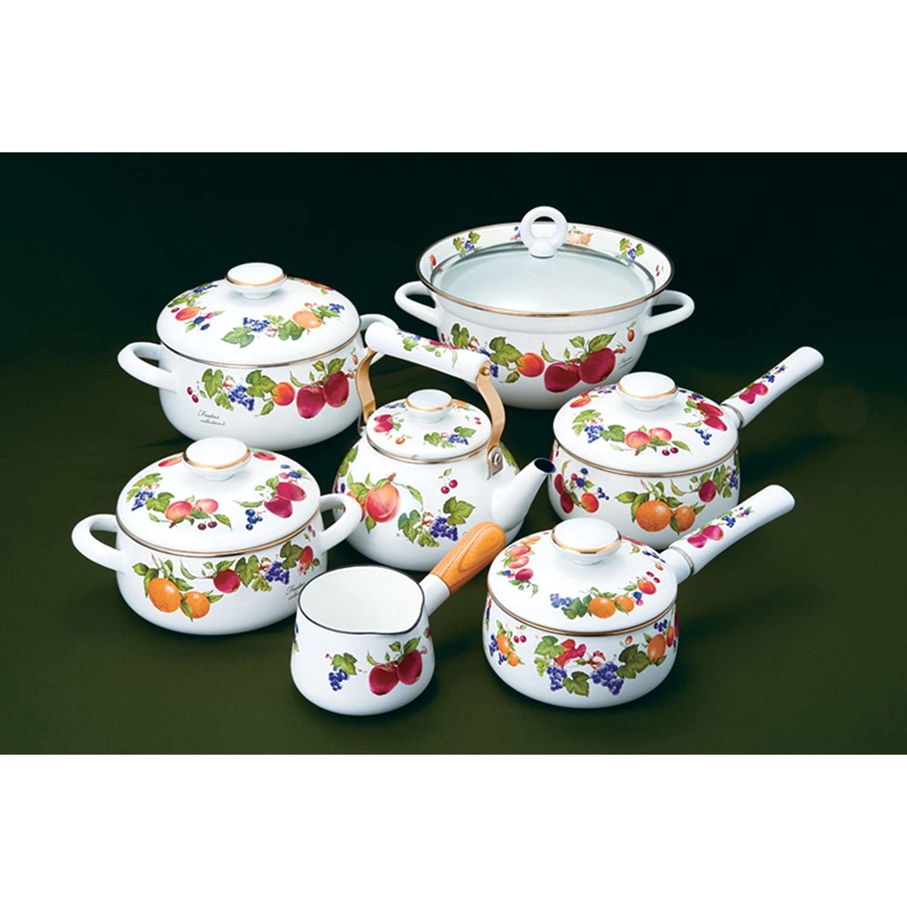 Quánh tráng men Nhật Bản FTC-16S có nắp, đường kính 16cm, dung tích 1,5L | Sa Maison x Fujihoro