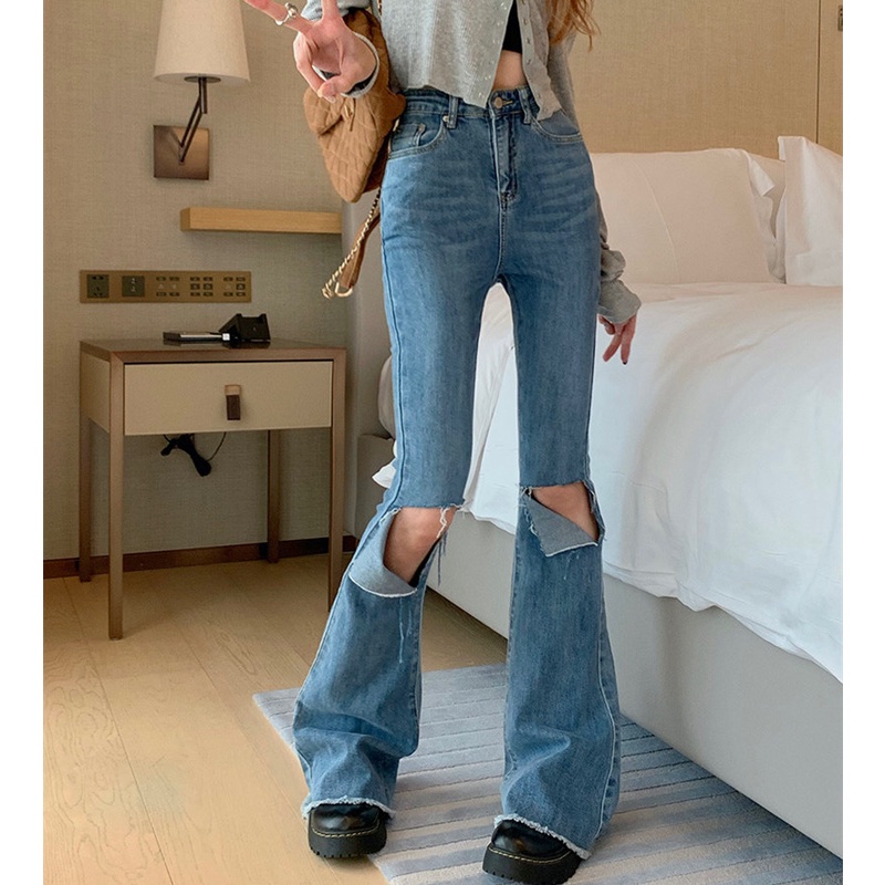 Quần Jeans Skinny Nữ Rách Gối Thời Trang