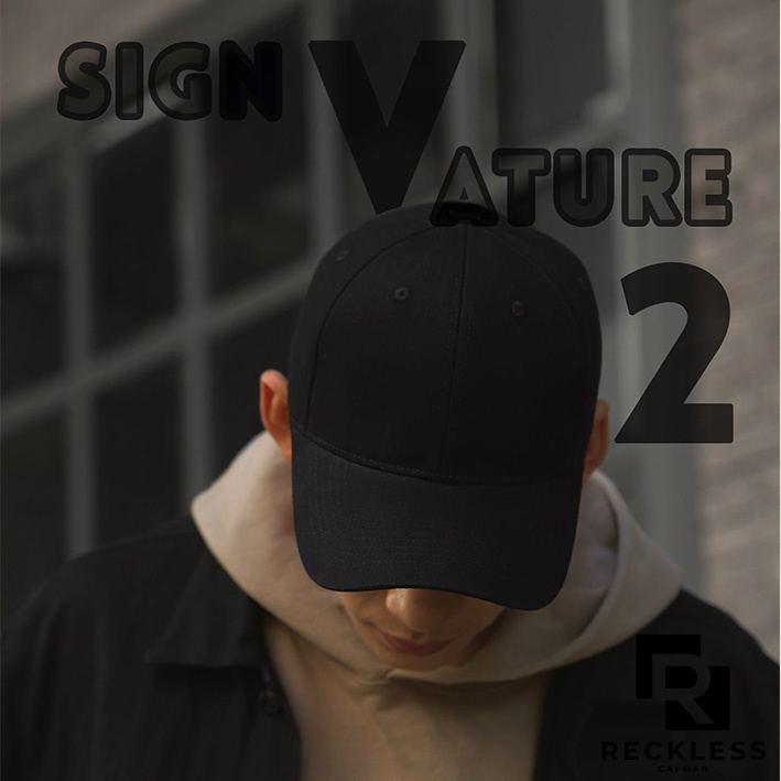 Nón Bóng Chày Lưỡi Trai Màu Đen Trơn Reckless Capman Signature Ballcap Vải Kaki Cotton