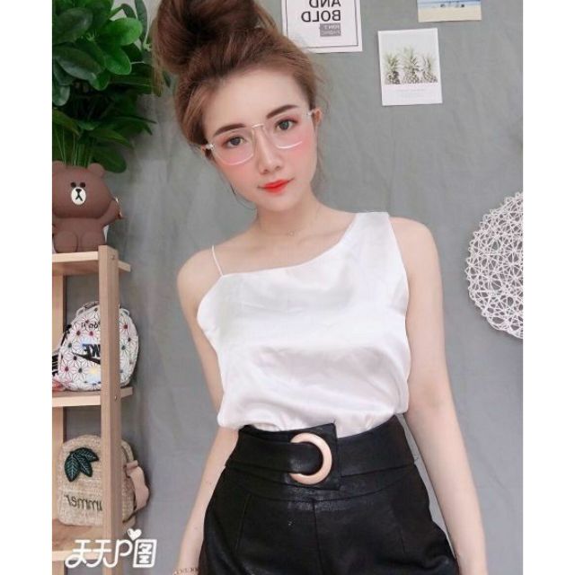[ Mã WASTAPR giảm 10K đơn 50K] Áo dây phi lụa lệch vai 1 bên sang chảnh | BigBuy360 - bigbuy360.vn
