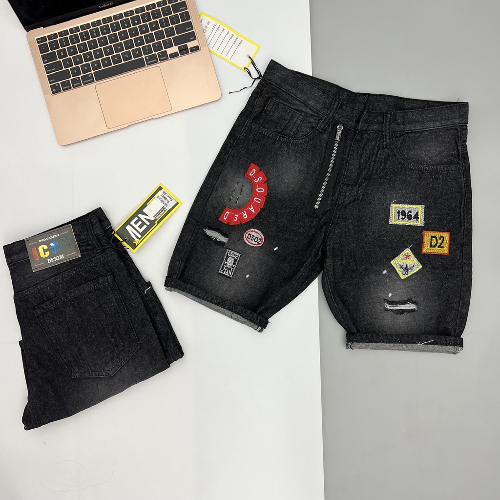 Quần short jean nam cao cấp short jean nam dày đẹp phối thêu,in chất lượng đẹp như hình