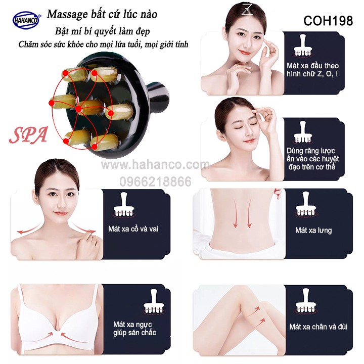 Lược sừng MASSAGE toàn thân đa năng /làm đẹp /thư giãn - giúp lưu thông khí huyết [COH198] HAHANCO