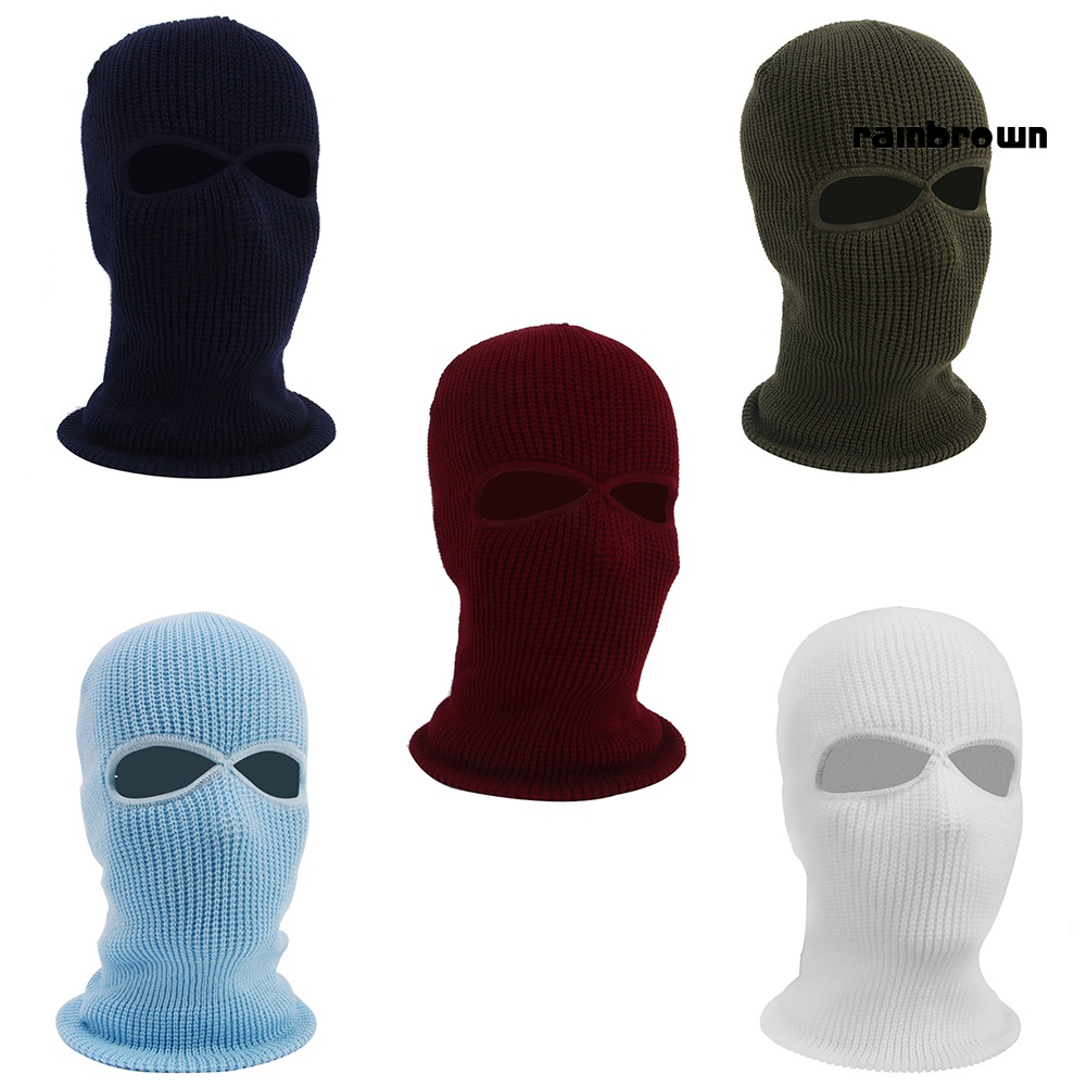 Mũ trùm đầu Balaclava kín mặt với 2 lỗ cho mắt kiểu quân đội chiến thuật giữ ấm mùa đông để trượt tuyết đi xe đạp RXHW