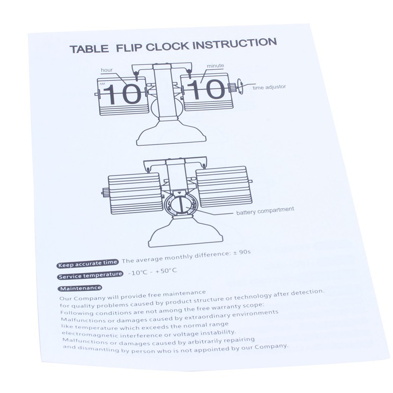 Retro Flip Down Clock - Internal Gear Operated