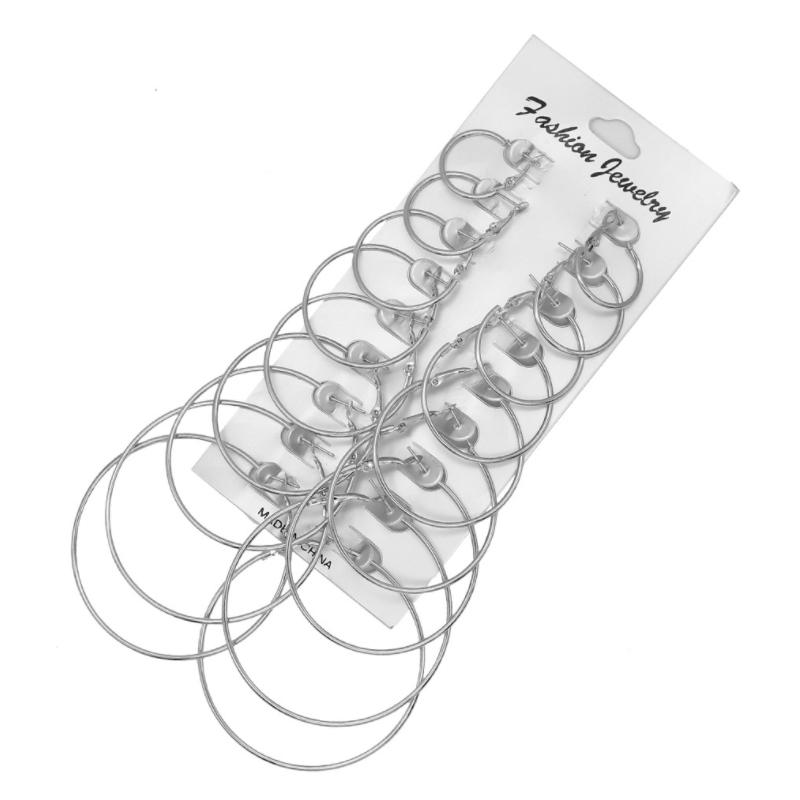 Bộ 6/ 9/ 12 đôi bông tai mạ vàng/ bạc dạng vòng phong cách steampunk cổ điển dành cho nữ