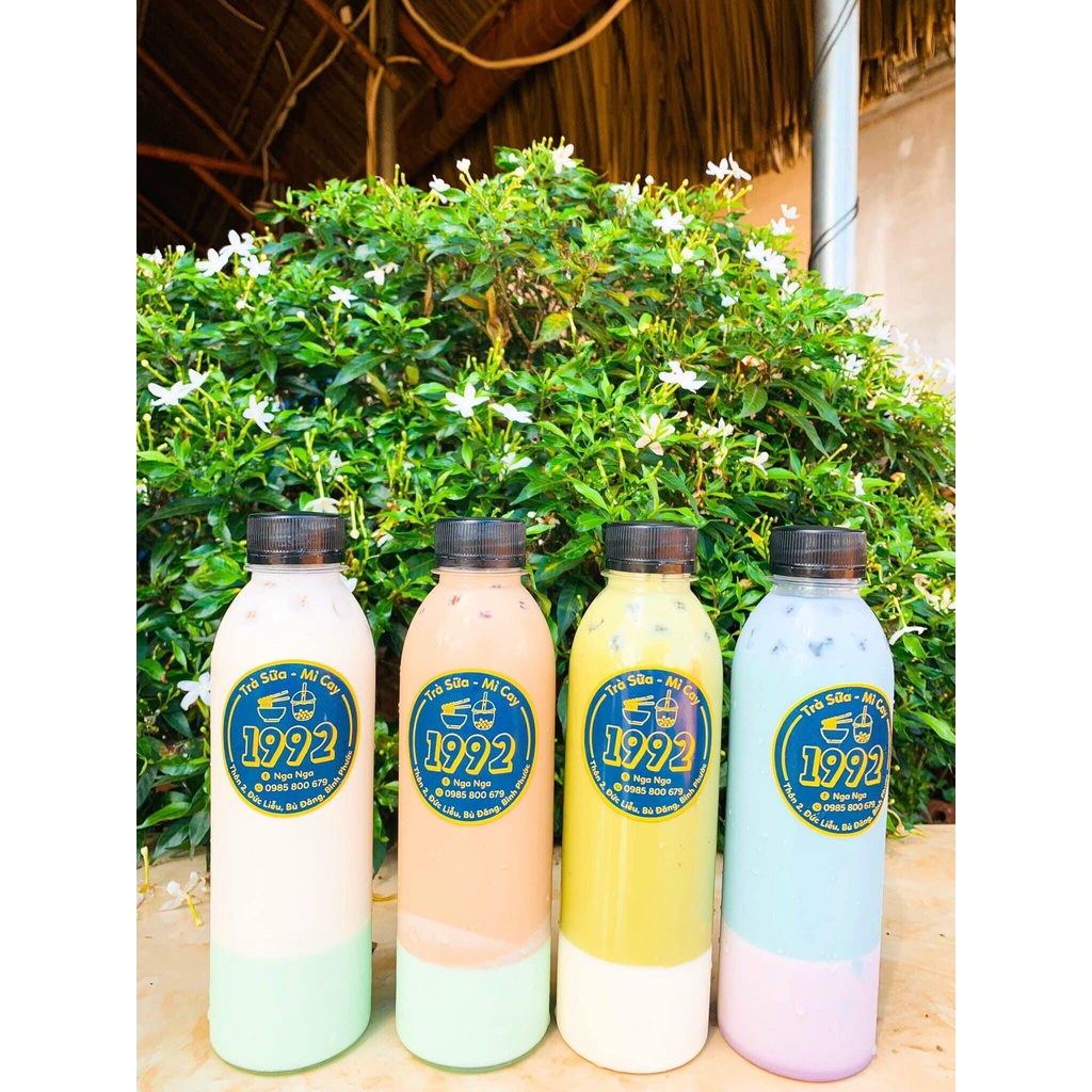 Chai nhựa tròn 330ml kèm nắp đựng trà sữa