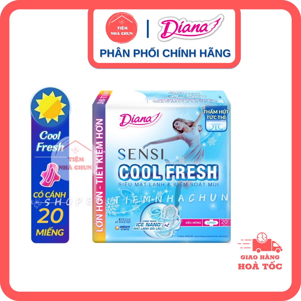 GÓI 20 MIẾNG Băng Vệ Sinh SENSI Cool Fresh Siêu Mỏng Mát Lạnh Có Cánh HÀNG CHÍNH HÃNG