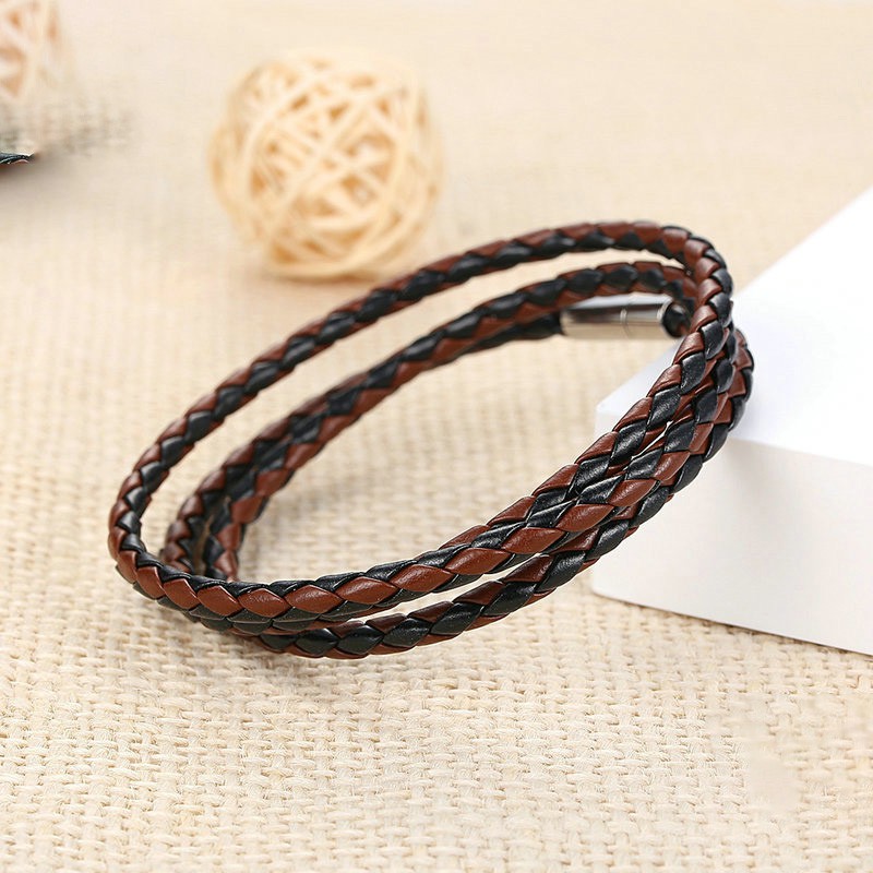 Vòng tay BAMOER PI0063 thiết kế dây da với khóa từ tính có thể điều chỉnh năng động cho nam nữ