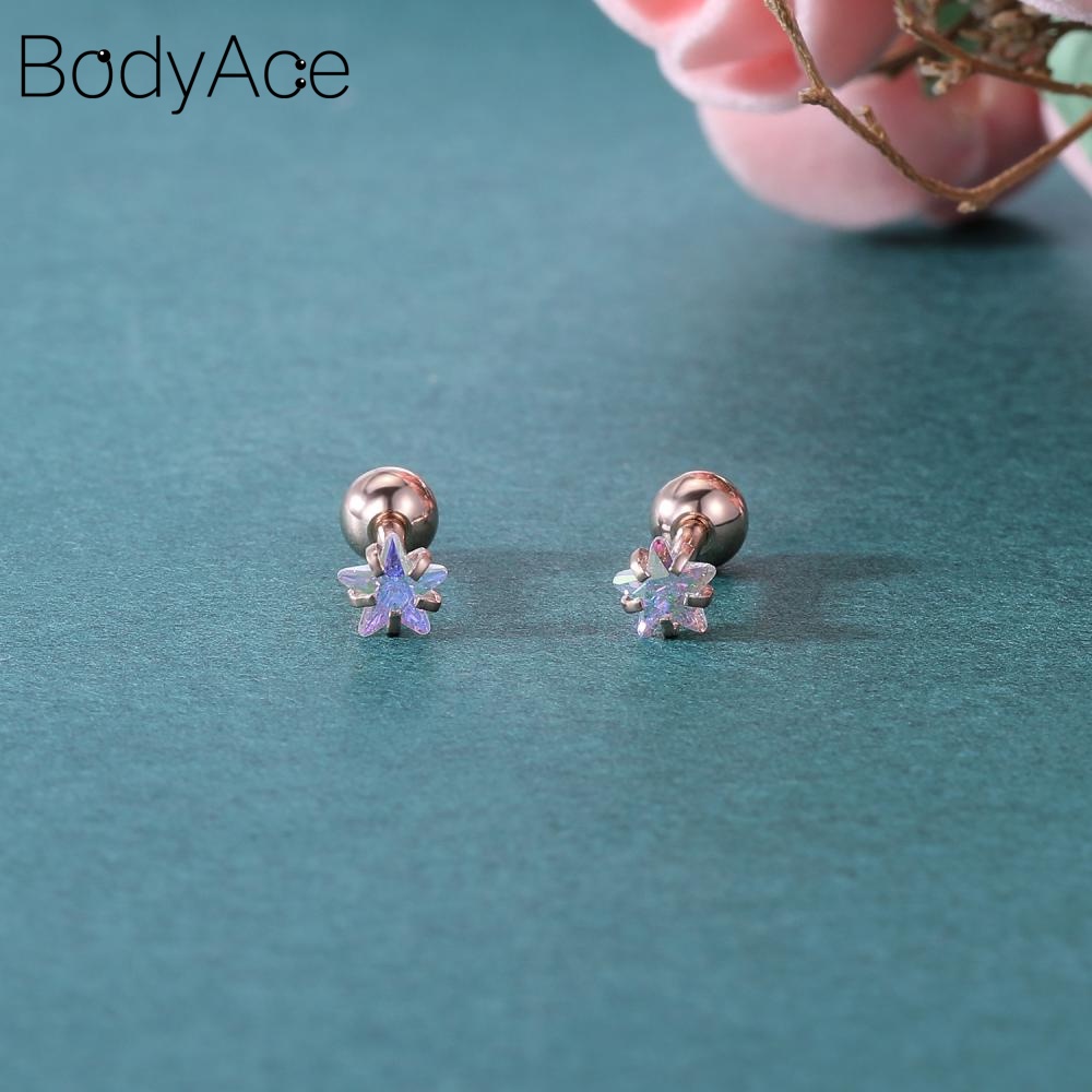 1 Khuyên Xỏ Cơ Thể 3 / 4 / 5mm Bằng Thép Không Gỉ Đính Đá Nhiều Màu Sắc