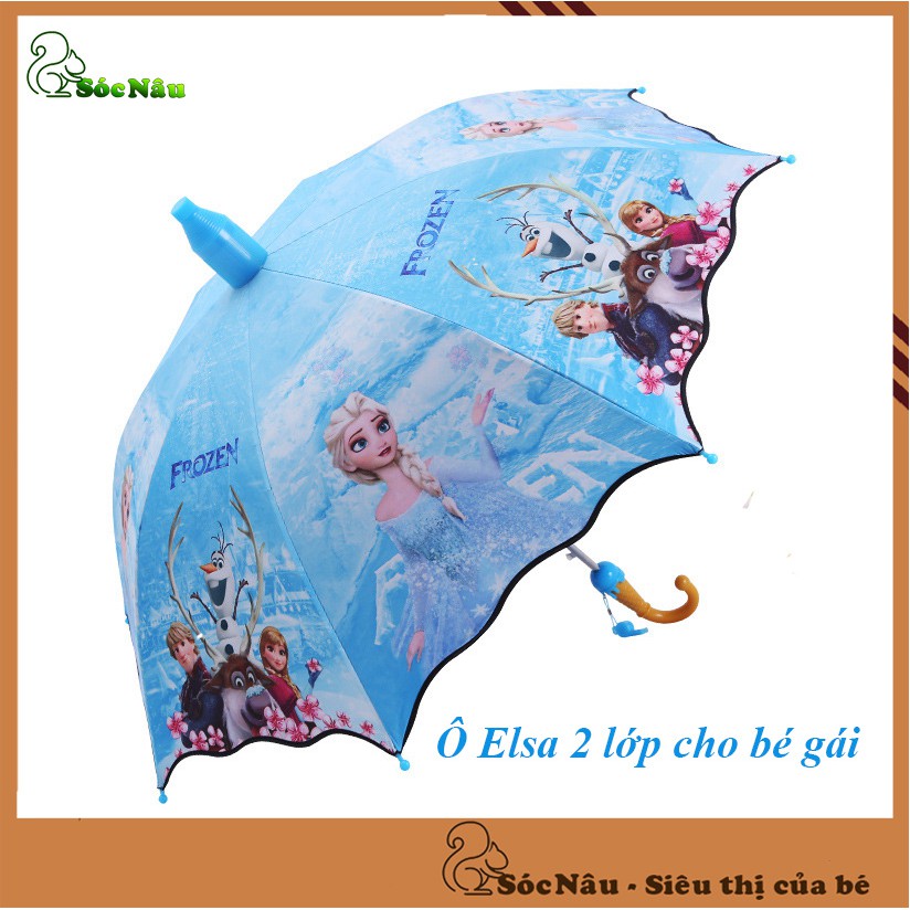 Ô dù đi nắng che mưa công chúa Elsa xanh cho bé gái - Ô dù cao cấp cho bé