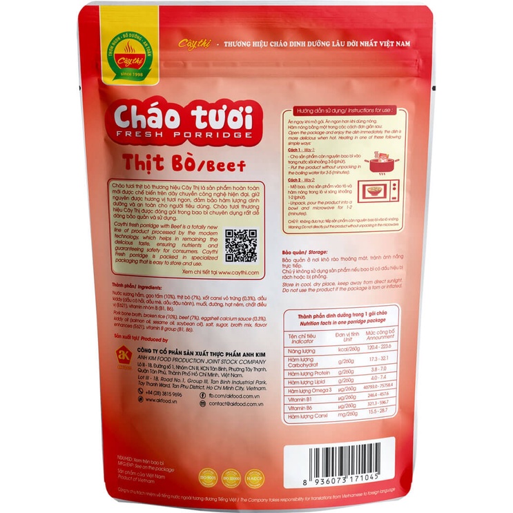 Cháo tươi Cây Thị Thịt bò
