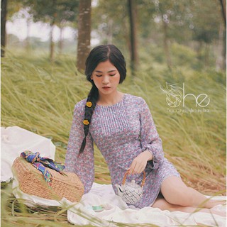 Đầm cổ piterpan tay phồng