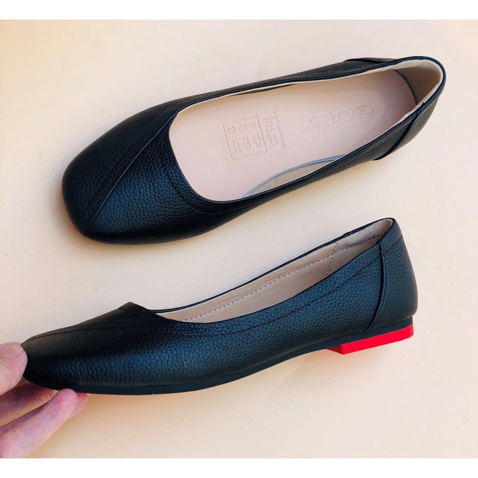 Giày búp bê đế bệt ❤️FREESHIP❤️ da thật mũi vuông  có viền đen DORIS DR003. | BigBuy360 - bigbuy360.vn