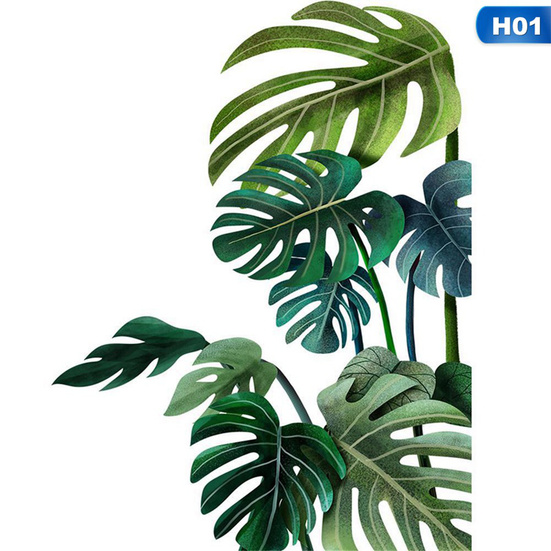Giấy Dán Tường Hình Lá Cây Xanh Phong Cách Bắc Âu