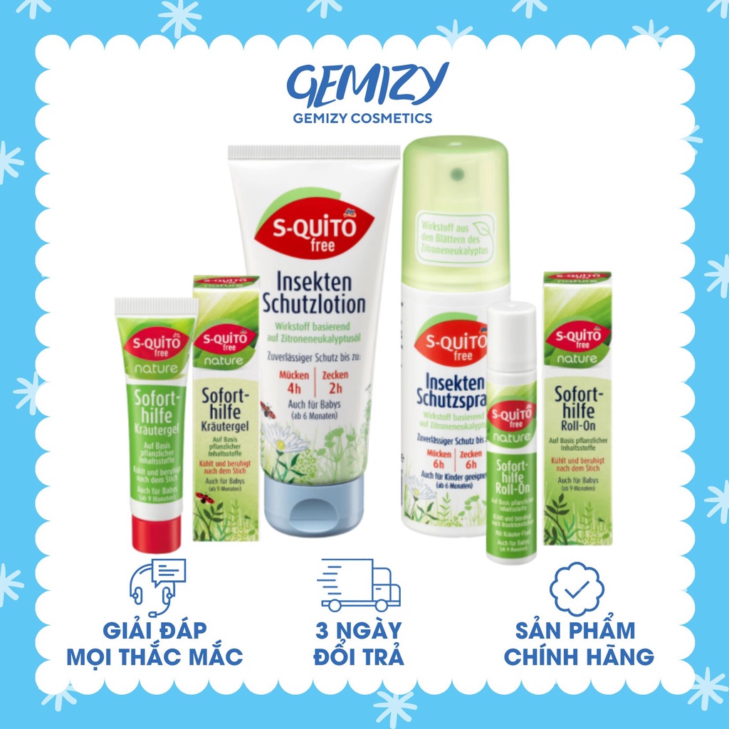 Kem chống muỗi, côn trùng đốt cho bé Squito ngăn muỗi, làm dịu vết đốt - Gemizy Shop