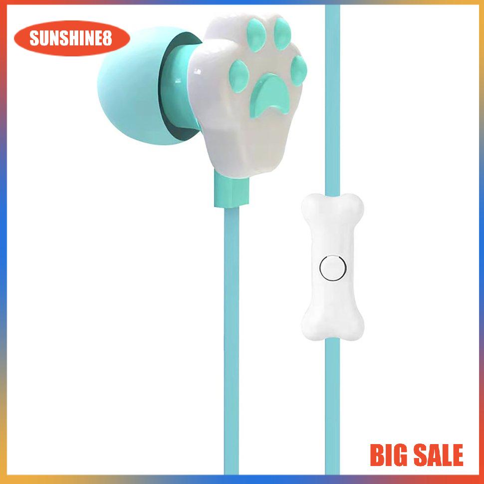 【SUN】Tai Nghe Nhét Tai Có Dây  Earbud Gamer Trong tai Phim hoạt hình Mèo Vuốt Dây tai nghe Trong Có Mic