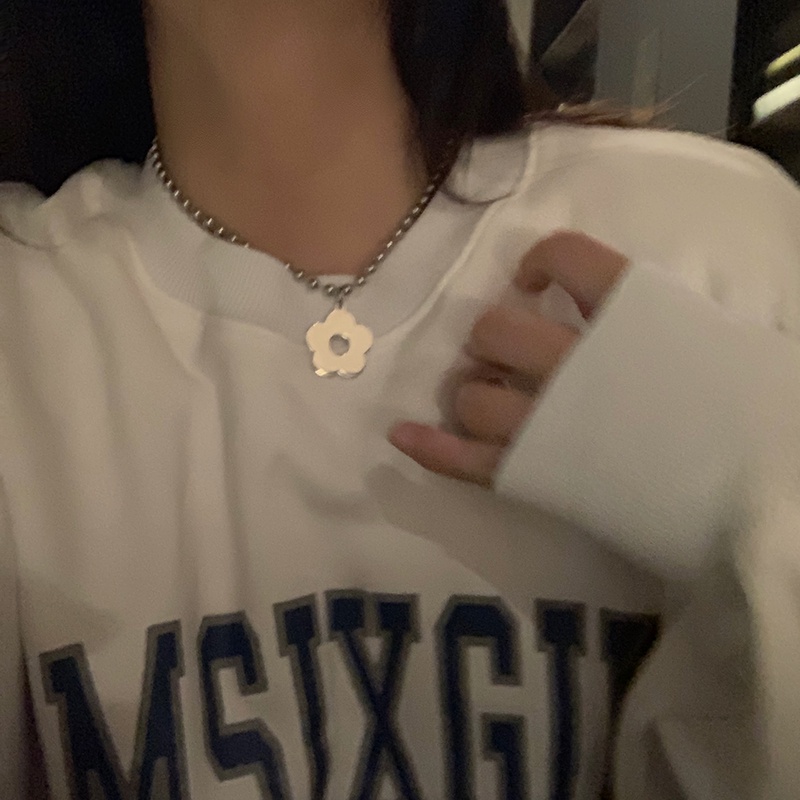 Vòng cổ Chuỗi Hạt Tròn Bằng Thép Titan Không Phai Hình Hoa Đơn Giản Ngọt Ngào Và Thời Trang Mùa Hè Cho Nữ