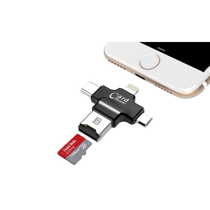 Đầu đọc thẻ Microsd cho Các Máy Điện Thoại Iphone - Samsung - Android - Pc Otg 4 in 1