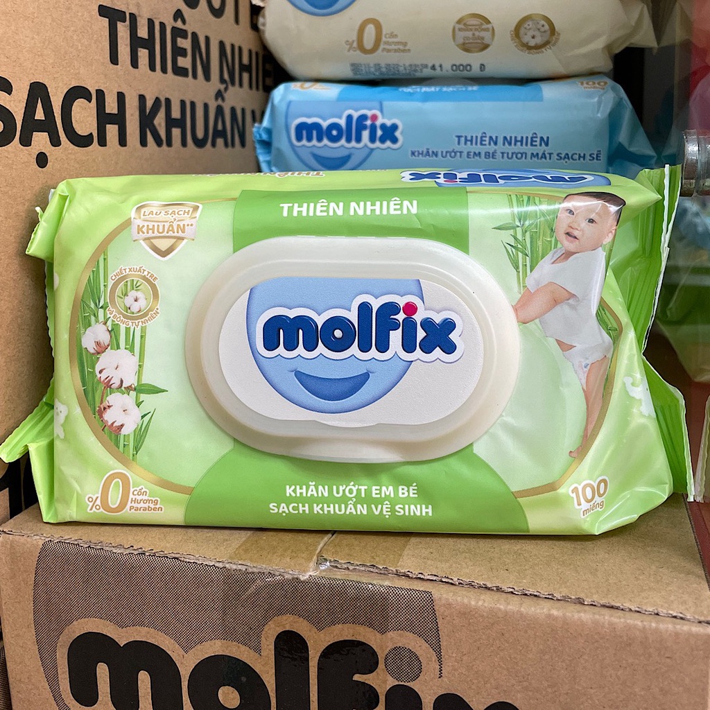 Khăn ướt Molfix Thiên nhiên - Gói 100 miếng