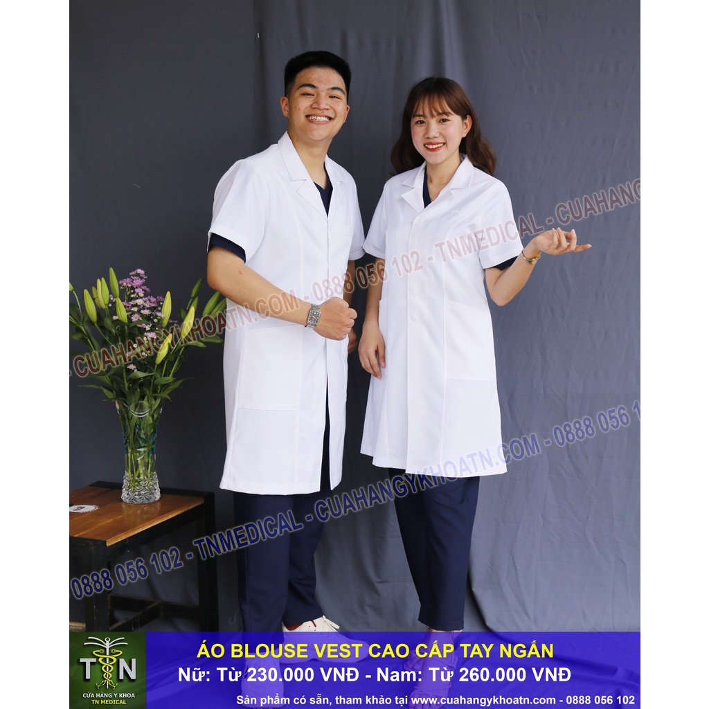 Áo Blouse  Bác Sĩ, Dược Sĩ, Xét Nghiệm - Thương Hiệu TN Medical