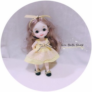 Đầm và cài tóc cho búp bê 1/8 bjd, bru, baboliy, 1/6 blythe, babies, xjnji, animator 40cm, 5inch, ob11, ddf