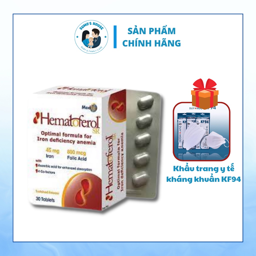 Viên Uống Hematoferol - Bổ Sung Sắt, Acid Folic Cho Cả Mẹ Và Bé - Nhập Khẩu Anh