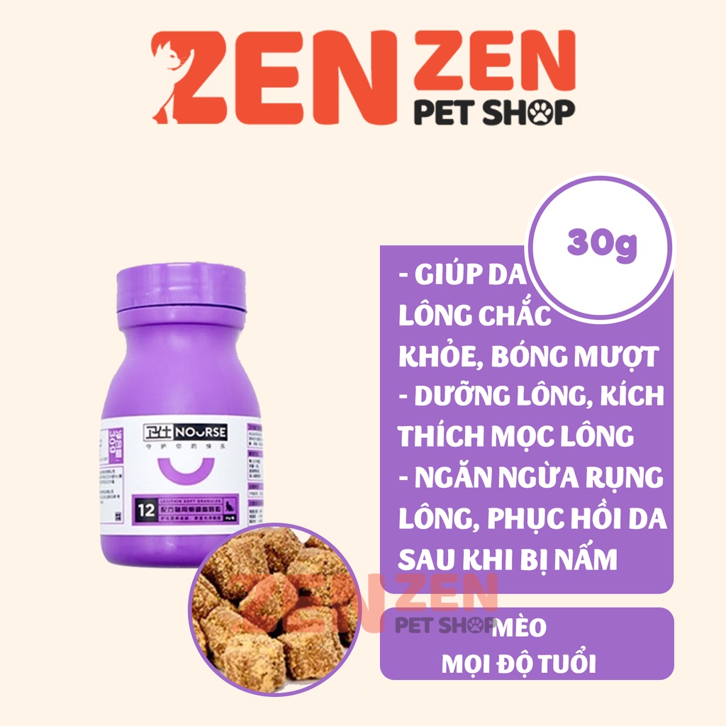 NOURSE - Gói  dùng thử 10 viên - Vitamin cho chó mèo - Viên nhai tổng hợp, dưỡng lông, tiêu búi lông, bí tiểu, hô hấp